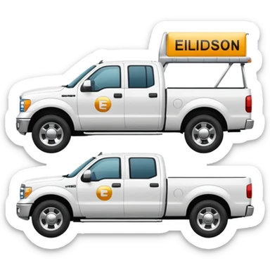 WHITE PICKUPTRUCK SIDE VIEW ELLISDON NAME ON TRUCK sticker