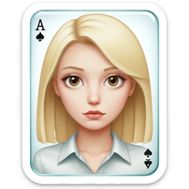 skinny white skin face blonde girl with large square glass poker face sticker