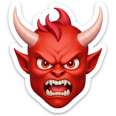 angry devil with red face, horns, and furious expression sticker