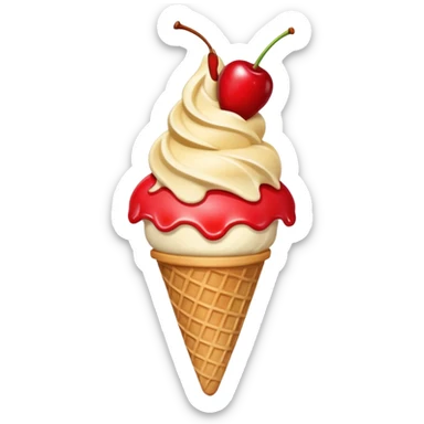 Ice cream cone with a cherry  sticker