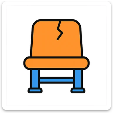 cracked stadium seat, minimal, clean, inspired by Airbnb category icons, simple color palette, clear outlines, modern icon style sticker