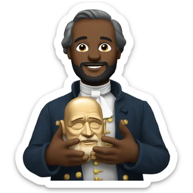 Victor Hugo holding Notre Dame Cathedral in his hands sticker