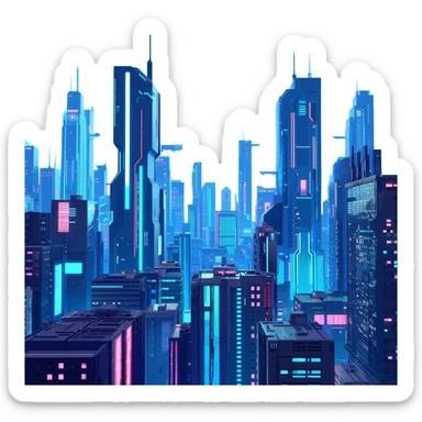 Futuristic cyber aesthetic full scenic SCENERY sticker