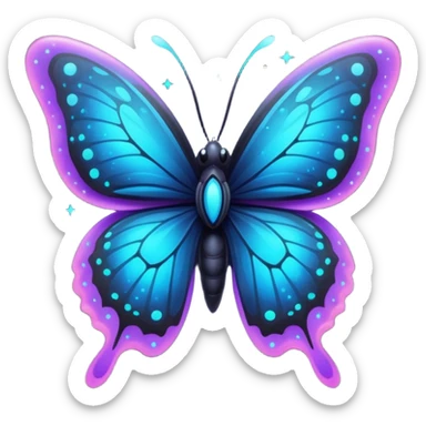 Bioluminescent nebulae abyssal galactical dark and neon-glowing nightly dusky starry sparkly butterfly sticker