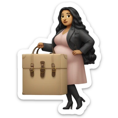 Fat woman with long black hair carrying a dior saddle bag an a box sticker