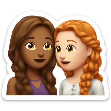brunette and ginger girls kissing  sticker