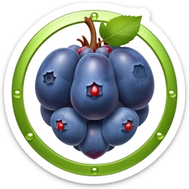 Antioxidant-rich foods (blueberries, pomegranate, grapes, dark chocolate, green tea) surrounded by a powerful, bright protective shield. The shield emits intense rays that destroy dark particles of free radicals, creating a strong protective barrier around body cells. sticker
