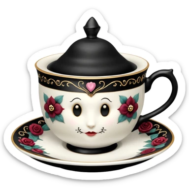 Alice in Wonderland teacup gothic sticker