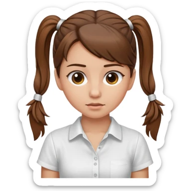 Normal skinned, tiny nosed, brown haired girl with Tying a ponytail sticker