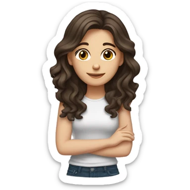 white girl with wavy dark brown hair below shoulder length brown eyes sticker sticker