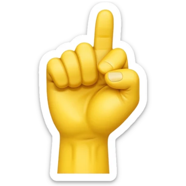 A 3D Apple-style yellow hand emoji, closed fist with thumb pointing backward over the shoulder direction, smooth rounded shape, shiny surface, clean minimal background. sticker