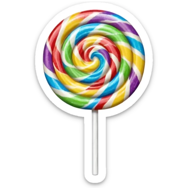 3D render of Lollipop Tree, made entirely of dessert materials, glistening sugar crystal texture, swirled rainbow hard candy top on a white stick, delicious confectionery aesthetic, Apple emoji style, isolated on white background --v 6.0. sticker