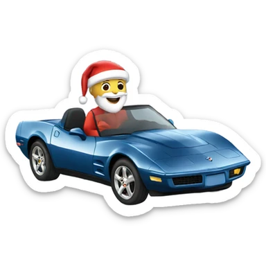 santa driving a corvette  sticker