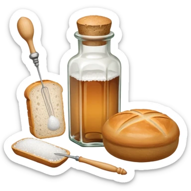  a one victorian bottle of salt and a loaf of bread - crochet needles and a ball of wool sticker