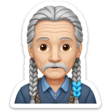 elves with braided hair old man sticker