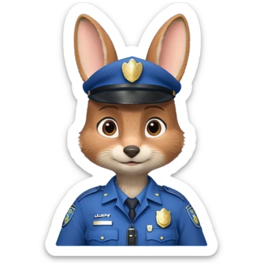 judy hopps with police suit from zootopia, pixar sticker
