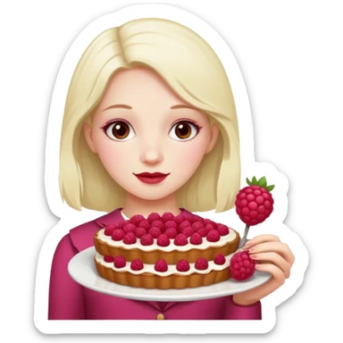 Raspberry torte human full body and legs girl with a raspberry barrette on her head sticker