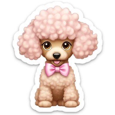 Light pink bow poodle sticker