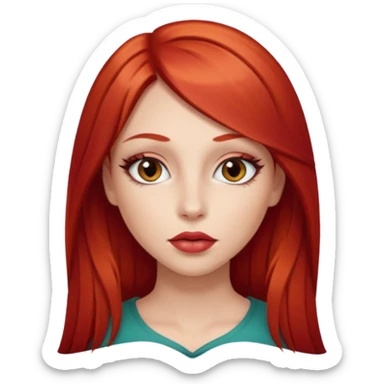 una chica con los labios y los ojos maquillados, de piel blanca con el pelo liso y largo y pelirrojo sticker