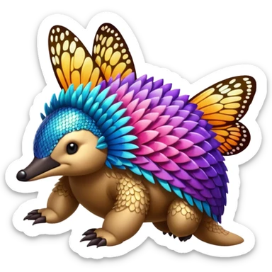 echidna with butterfly wings and sparkle sticker