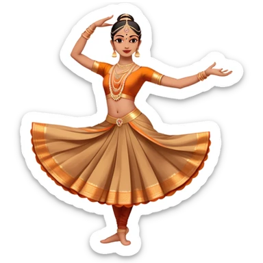 cinematic-realistic-bharatanatyam-dance-emoji,-depicted-as-an-elegant-classical-indian-dance-performance-with-graceful-poses,-intricate-costumes,-and-expressive-hand-gestures,-rendered-with-rich-textures-and-warm-dramatic-lighting, single dancer full body  sticker