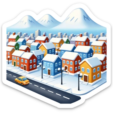 ciudad con nieve  sticker