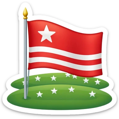 Lienzo Verde (Izquierda): En el extremo izquierdo (pegado al asta) hay un campo de color verde. ​Las Franjas (Derecha): El resto de la bandera se divide en tres franjas horizontales de igual tamaño: roja la superior, blanca la de en medio y roja la inferior. Y cinco estrellas blancas sticker