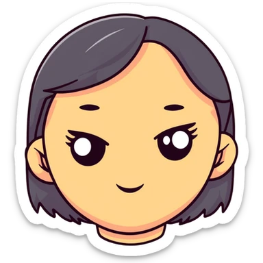 girl with narrow small eyes and big round face sticker