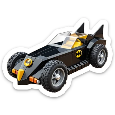  the animated series aerodynamic futuristic Lego Batmobile loosely based on 1936 cord 812 (flat long straight faceted mechanical body) stealthy town hot rod sand racing buggy  sticker