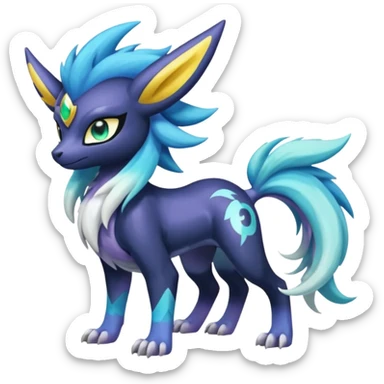 Shiny Sunny furry neon colorful scaly painted Asian pastel-gradient Absol-Meloetta-Solgaleo-Luxray-Suicune-fusion sticker