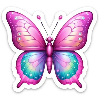 pink butterfly with sparkles sticker