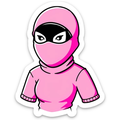 sassy female hustler in pink balaclava, entrepreneurial woman, confident pose sticker