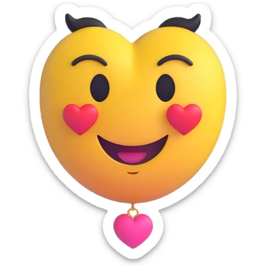 3D smiley emoji, large eyelashes, girly, heart-shaped earrings, smiling sticker