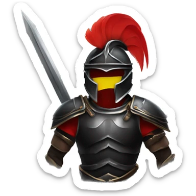 Fantasy spartan warrior male wearing detailed black armor with a red plumed helmet
 sticker