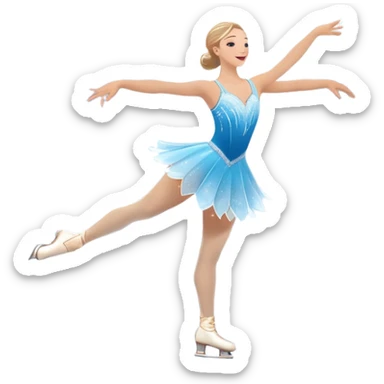 An icon showing a graceful figure skater performing a spin on the ice in a grand ice palace. The rink is illuminated by soft light beams, with cheering spectators in the stands. Snowflakes gently fall, adding to the magical atmosphere. Transparent background highlights elegance and artistry. sticker