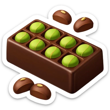 dubai chocolate with pistachio crunchy filling so delicious and irresistible green and brown  sticker