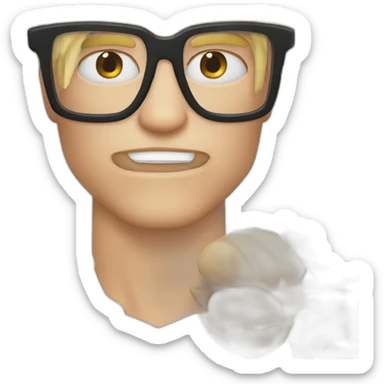 Blond man blue eye glasses muscle eat hazelnut sticker