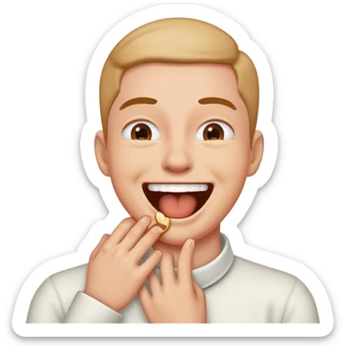 Person jokingly choking themselves  sticker