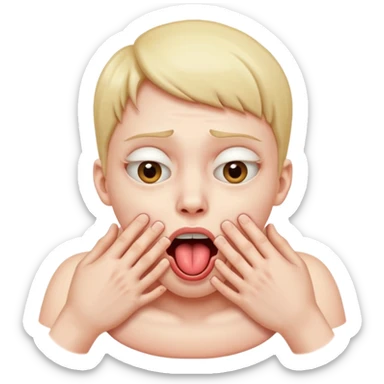 Face choking itself out with its hands on its neck, tongue stinking out and eyes rolling back sticker