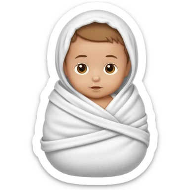lightly tanned baby swaddled in a white blanket sticker