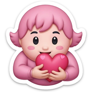 create a chibi sticker of Kirby smiling with a heart in his hands sticker