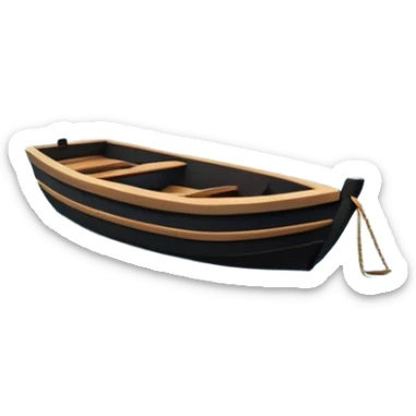 A 3D cartoon small boat floating on estuary water with nearby reeds and a distant horizon, bright lighting, realistic reflections, shown inside a simple wooden photo frame, Memoji-style rendering. sticker