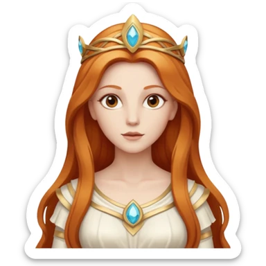 Minerva, Goddess of Wisdom from Gods and Goddesses with long reddish blonde hair, ivory outfit sticker