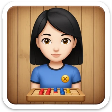 girl with black hair in short sleeves as a game piece sticker