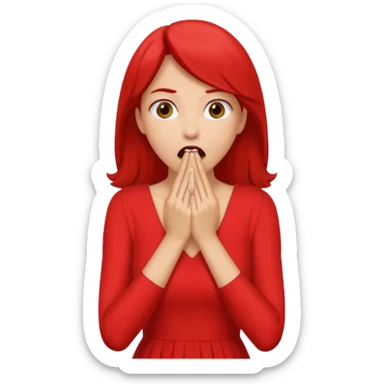 woman surprised with her hands over her mouth, full body sticker