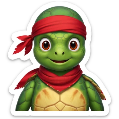 sea turtle wearing a red pirate scarf, portrait sticker
