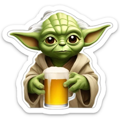 Yoda avec une bière et un verre de coca sticker