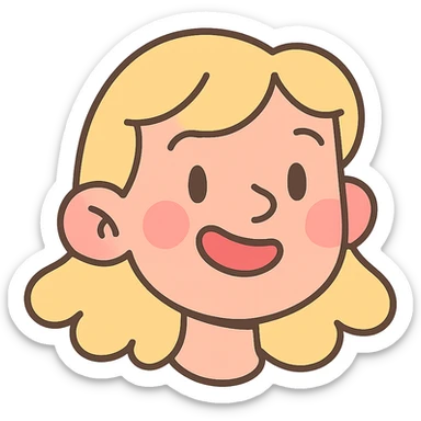 pastel toon style blonde girl's face sticker