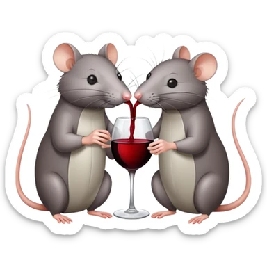Two realistic rats drinking wine sticker