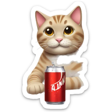 Draw a cat drinking cola in home sticker